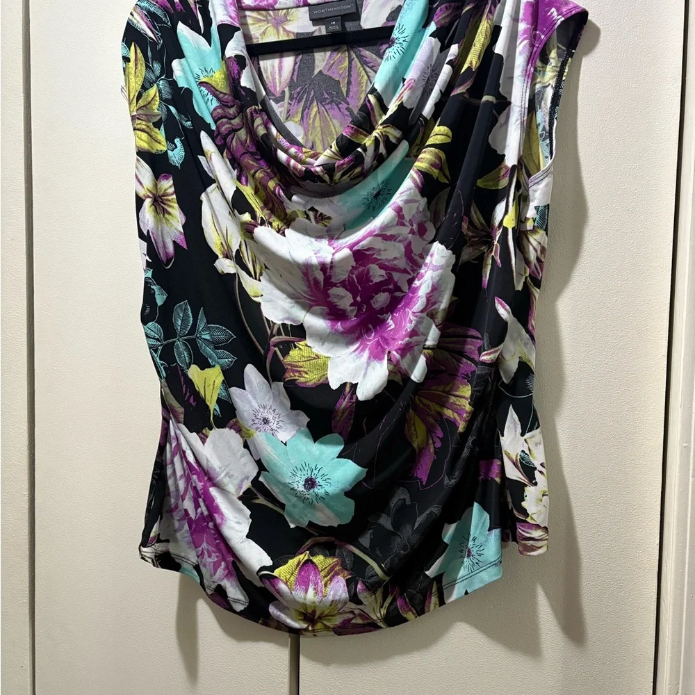 Floral Cowl Neck Women's Top